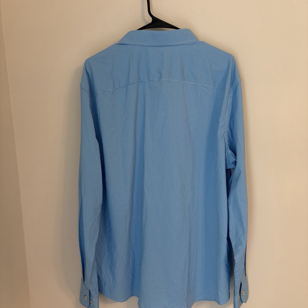UNTUCKit Mens XL Blue Checkered Performance Long Sleeve Button Down Shirt - Picture 7 of 10